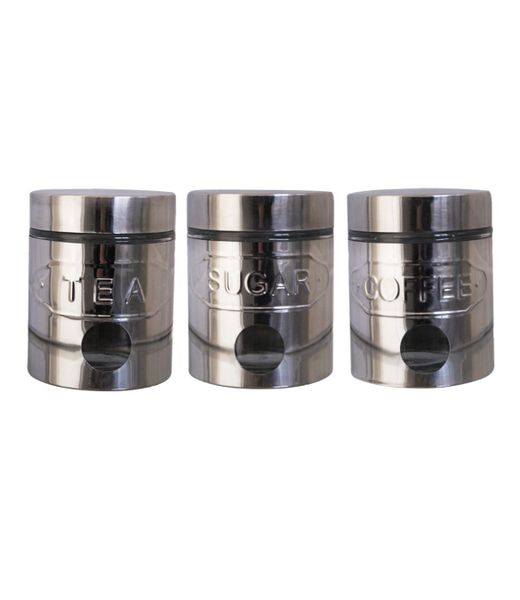 Dream World 3 Piece Glass Canister Set with Stainless Steel Casing Canister