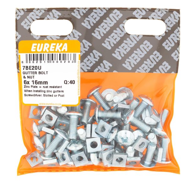 EUREKA Gutter Bolt &amp; Nut 6 x 16mm Q:40 7BE20U