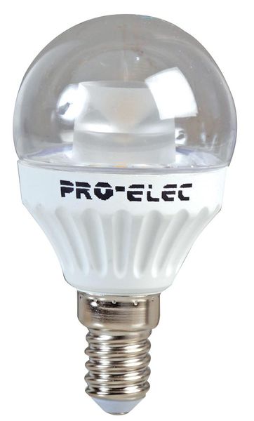 Pro Elec (PEL00351) LED Light Bulb, Clear Globe, E14 / SES, Warm White