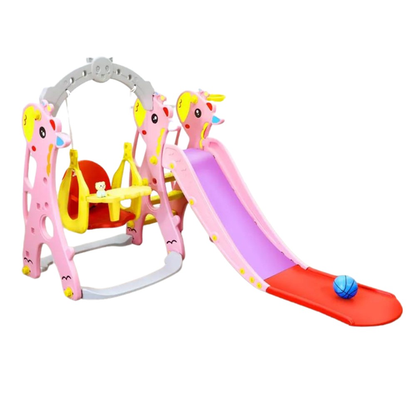 4-in-1 Toddler Climber And Swing Set With Removable Basketball Hoop