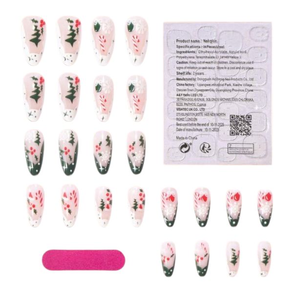 24pcs Christmas Almond Press On Nails