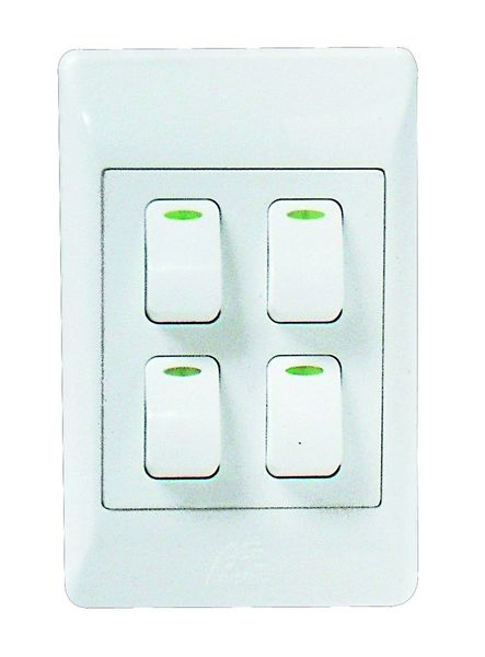 3 Lever 1 - Way Switch 2 x4 + White Cover Plate x 4