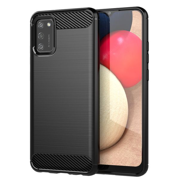 Shockproof Carbon Fiber Design Cover for Galaxy A02s - Black
