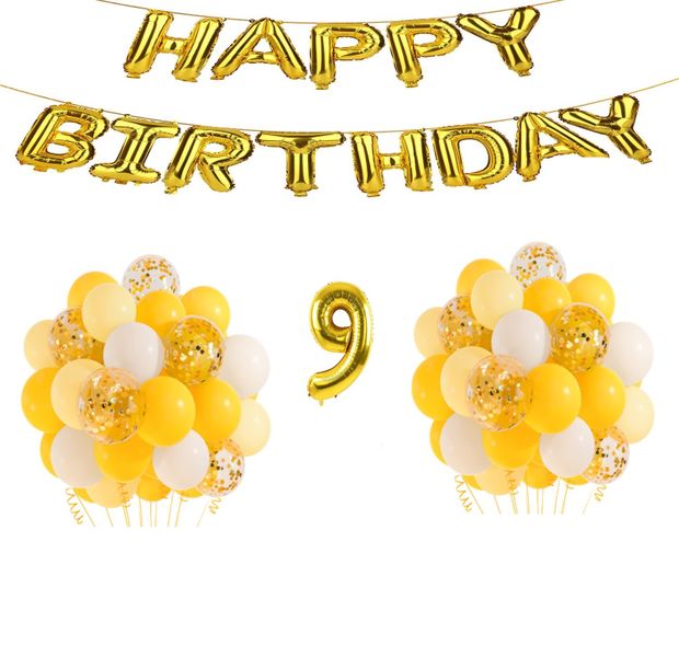 Yellow and Gold Balloon Set 9 Years