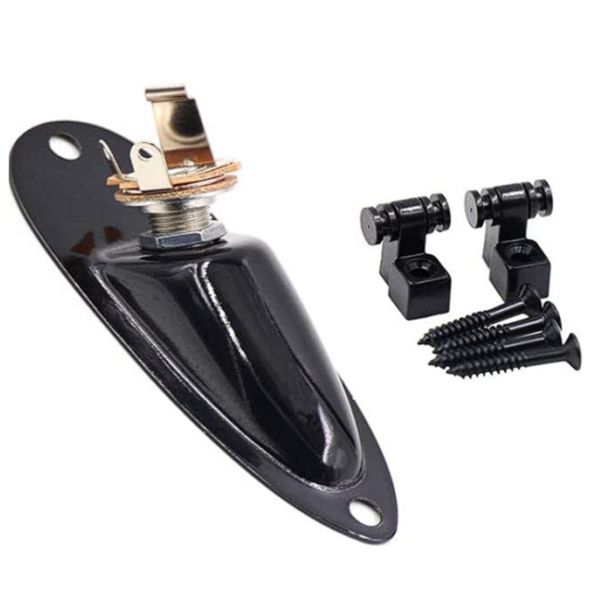 Electric Guitar Pickup Boat Style Jack with String Retainers,Black
