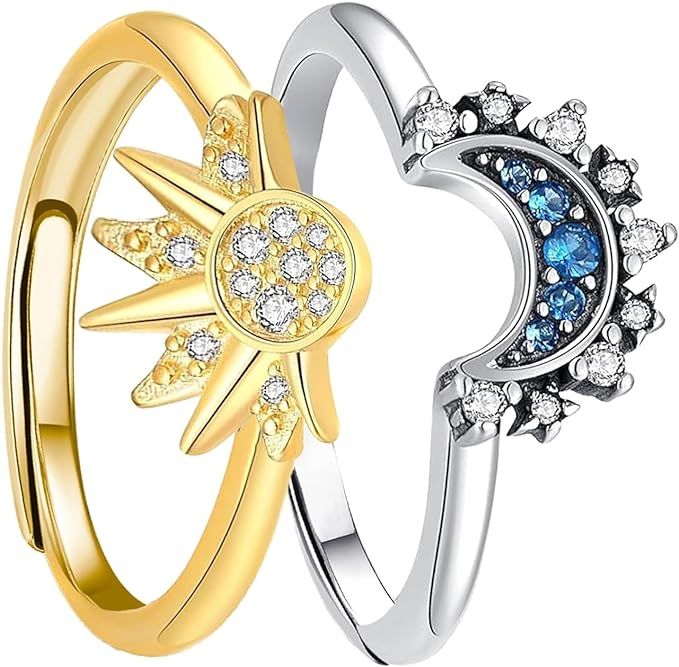 Sun and Moon Ring set stackable rings for women | Shop Today. Get it ...