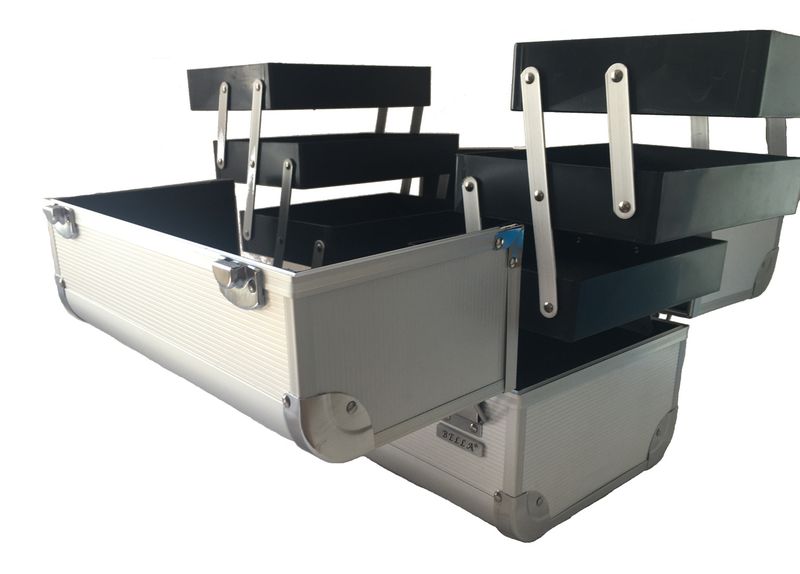 Aluminum Make Up Cosmetic Carry Case Silver