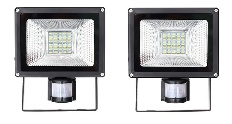 JB Luxx High-Quality 20W LED Flood Light with Motion Sensor - Set of 2