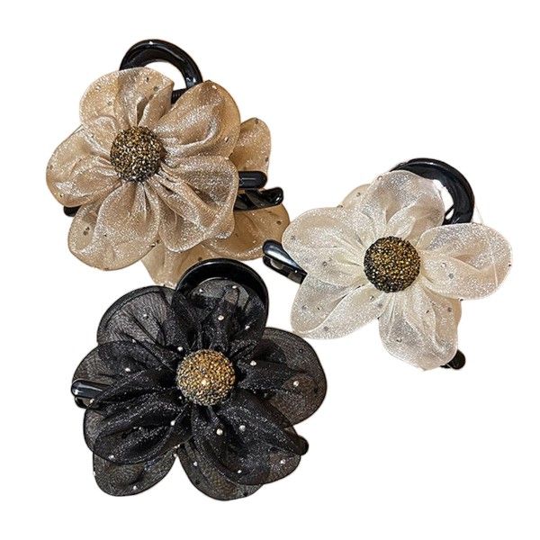 3-Piece Elegant Floral Hair Claw Clip Set - Multicolor