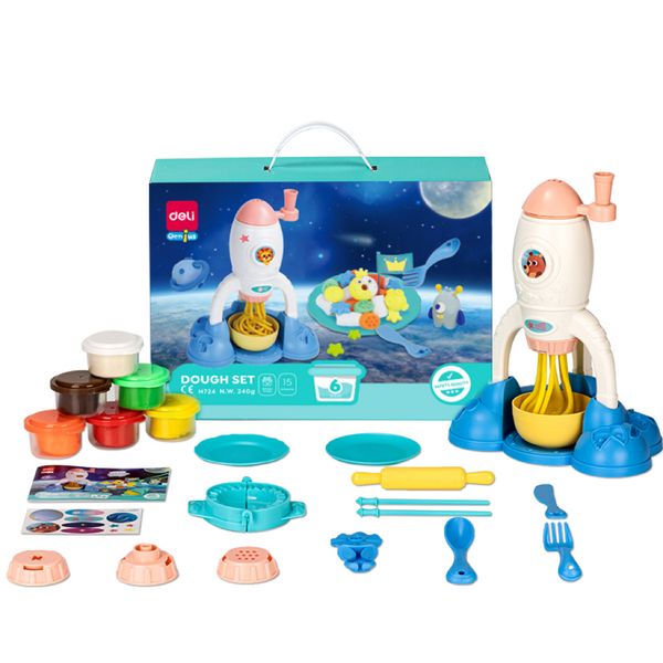 Deli 6 Color Dough Set with Crafting Tools and Noodle Maker Toy