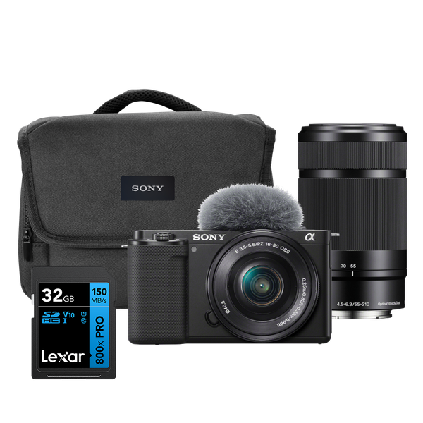 Sony ZV-E10 Mirrorless Camera + 16-50mm &amp; 55-210mm Lenses + Bag &amp; Card