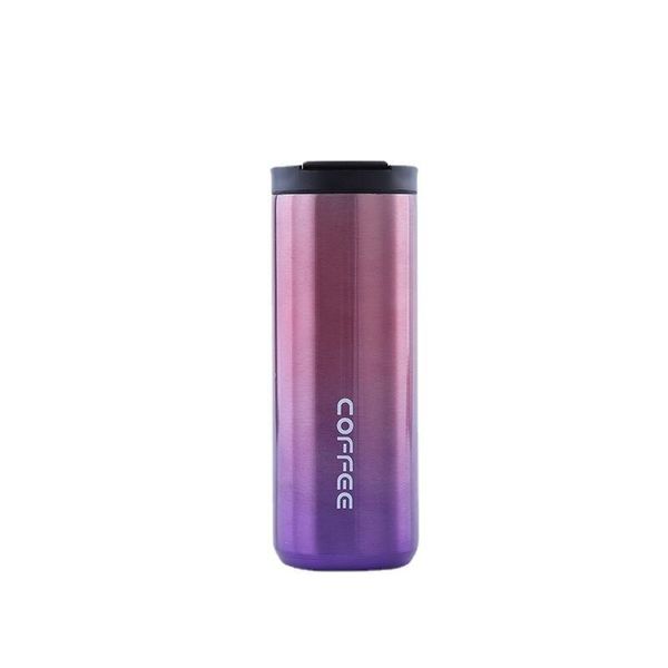 Double Walled Stainless Steel Coffee Mug With Leakproof Lid 500ml - Purple