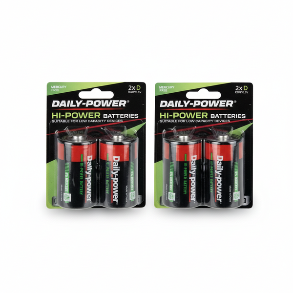 Daily Power D Size Alkaline Batteries 2 Piece Pack - 2 Pack