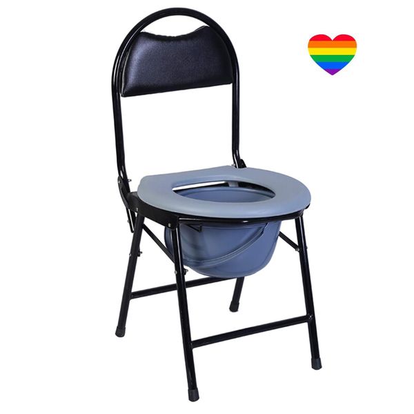 Health Portable Bracket Toilet Chair With Bucket &amp; Heart Sticker - 79cm