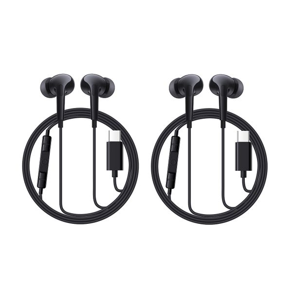 2-Pack of Baseus CZ18: USB-C Wired Earbuds,Noise Isolation, 3-Button Remote