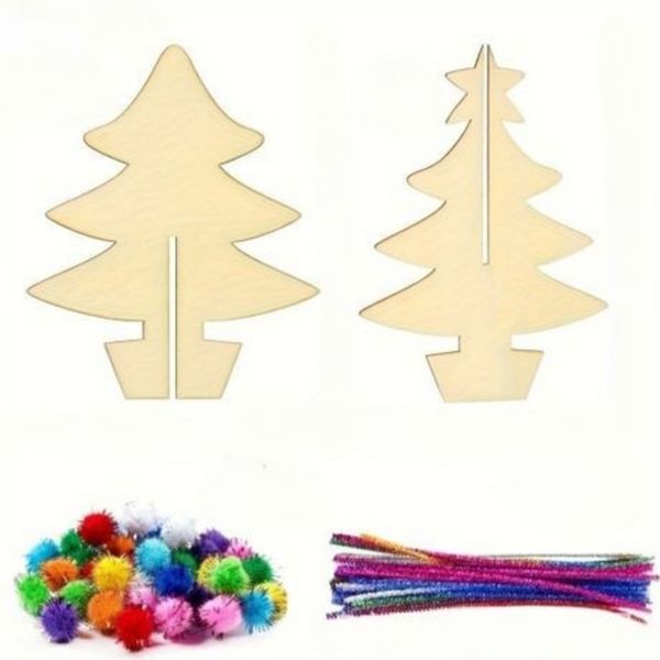 Wooden Christmas Tree Set - Handicrafts, Festival Art Supplies