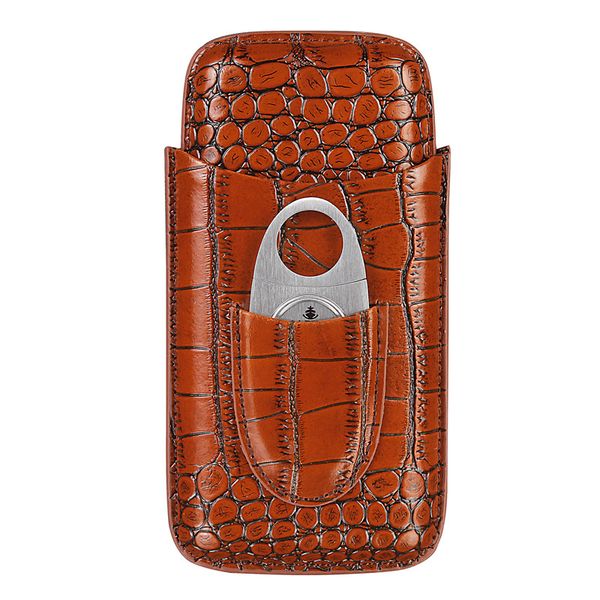 Leather Cigar Case with Cutter for 3 Cigars
