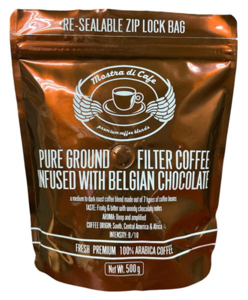 Belgian Chocolate Infused Ground Coffee - 500g - Mostra Di Cafe