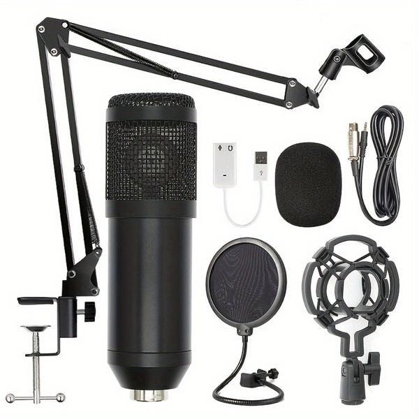 Professional Condenser Studio Microphone BM800 with Stand, Black