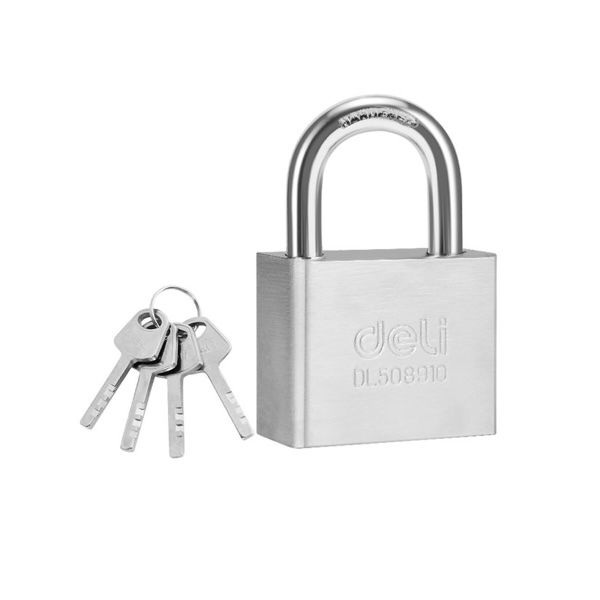Deli Square-Type Iron Padlock 40mm -Silver
