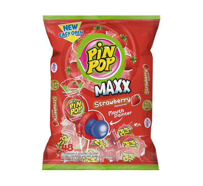 Pin Pop Strawberry Lollipops (48's)