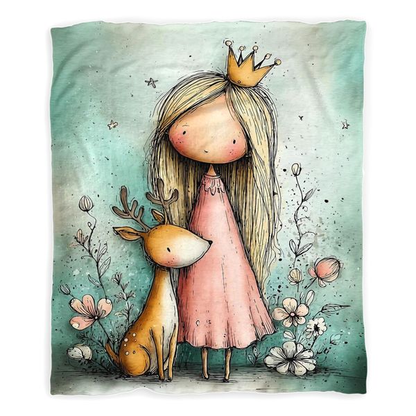 Princess and the Deer Toddler Fleece Blanket