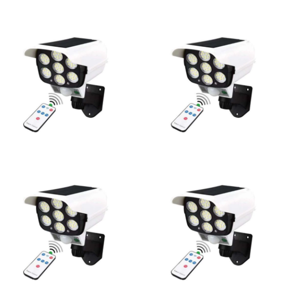 Pack Of 4-Solar Security Dummy Camera Light With Remote