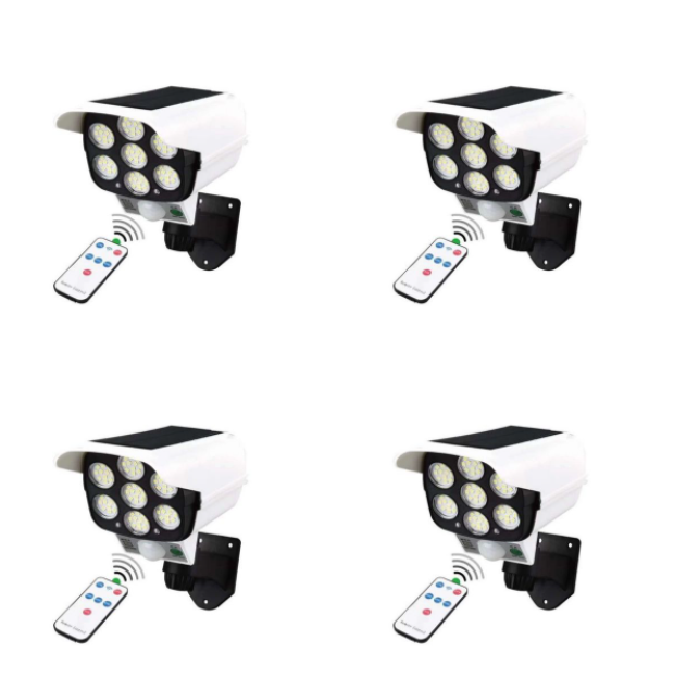 Pack Of 4-Solar Security Dummy Camera Light With Remote