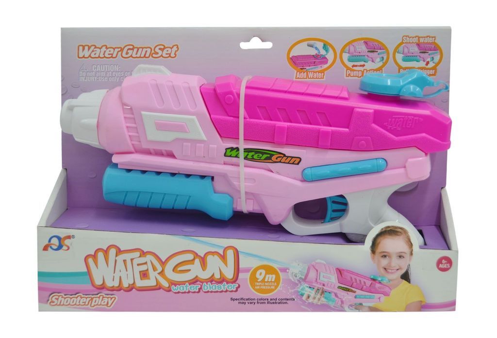 Water Gun Toy Pink Water Blaster with Pump Action, Water Storage