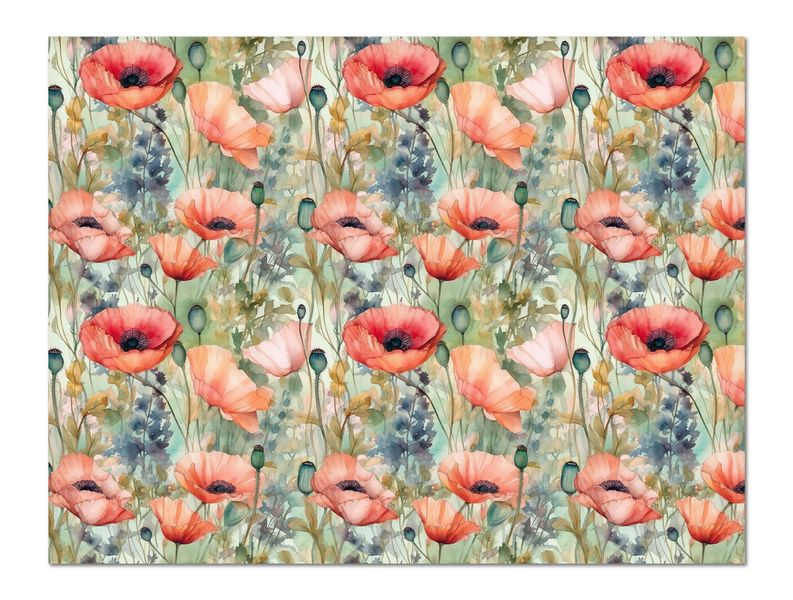 A3 Disposable Paper Placemat Set - Poppy Summer Floral