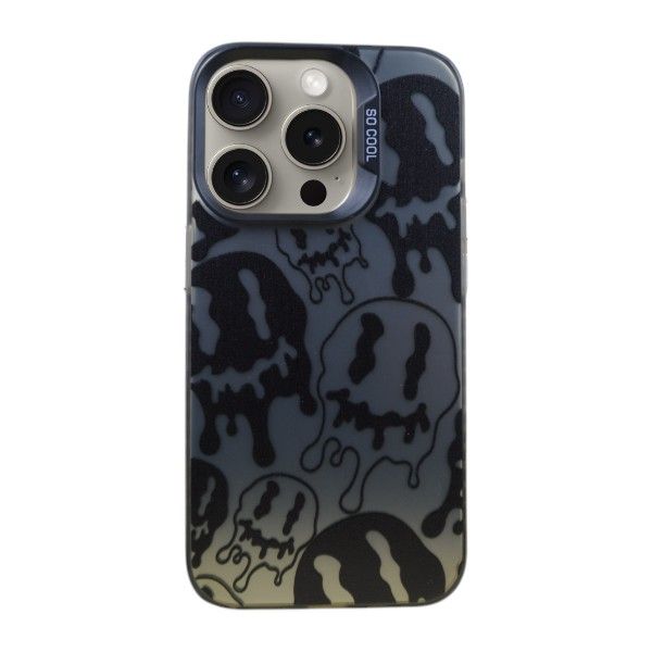 Melted Smiley Phone Case Compatible with iPhone 15 Pro Max - Silver