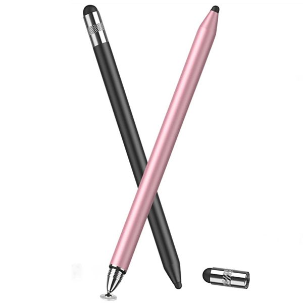 2 Pack - 3 in 1 Stylus Pens for All Universal Touch Screen(Black/Rose Gold)