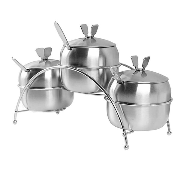 Stainless Steel 3 Piece Seasoning Container/ Rack -N857215