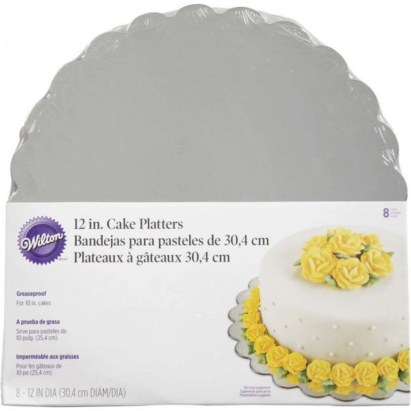 Wilton 12" Silver Cake Treat Platter Scallop Edge Baking Decorating 8 Pack