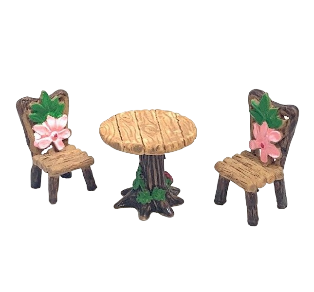 Fairy Furniture Flower Table and Chairs