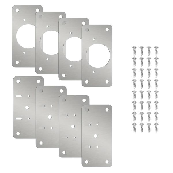 Slim Hinge Repair Plates 8-Pack - Stainless Steel - Bulk Repair Combo