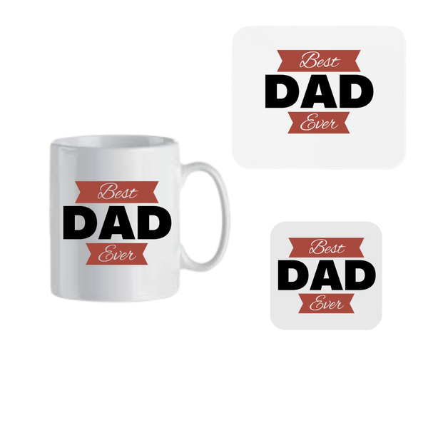 Mug, Coaster and Mouse Pad Combo - Best Dad Ever