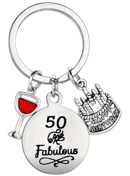50 And Fabulous Birthday keyring