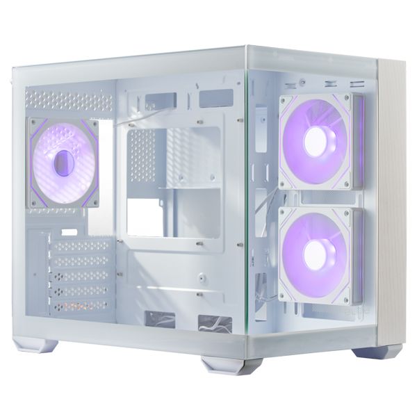 Cooler Master Elite 481 Wood Micro-ATX Case W/ 270 TG+ 3 ARGB Fans-White