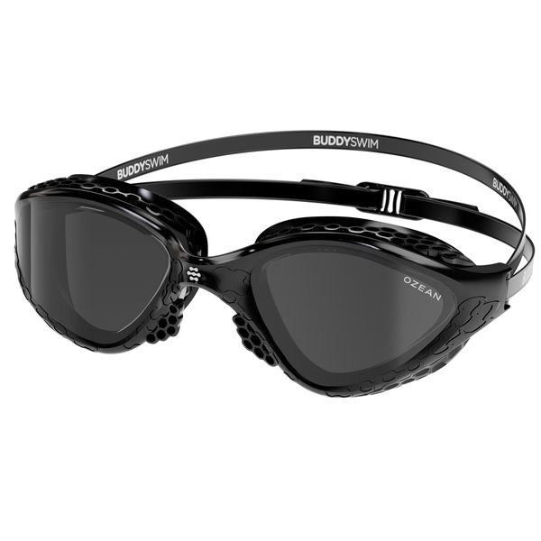 Buddyswim Ozean Swim Goggles, Black Frame and Smoke Lens