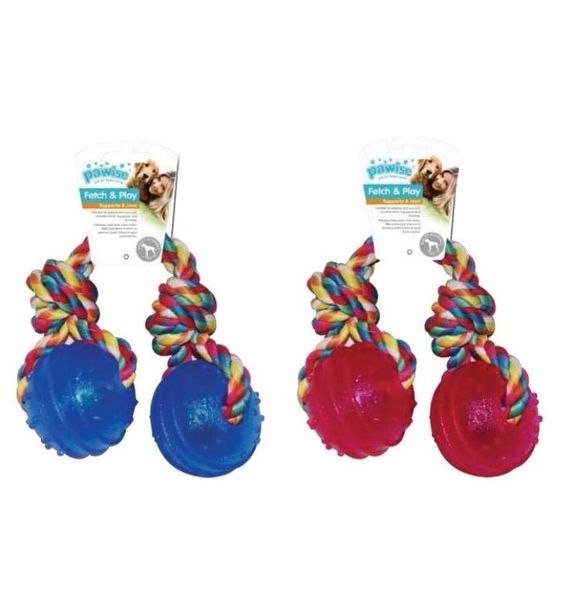Pawise - Plastic Ball Rope Dog Toy