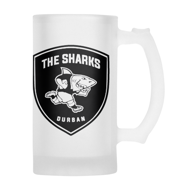 SHARKS Rugby Frosted Glass Beer Mug