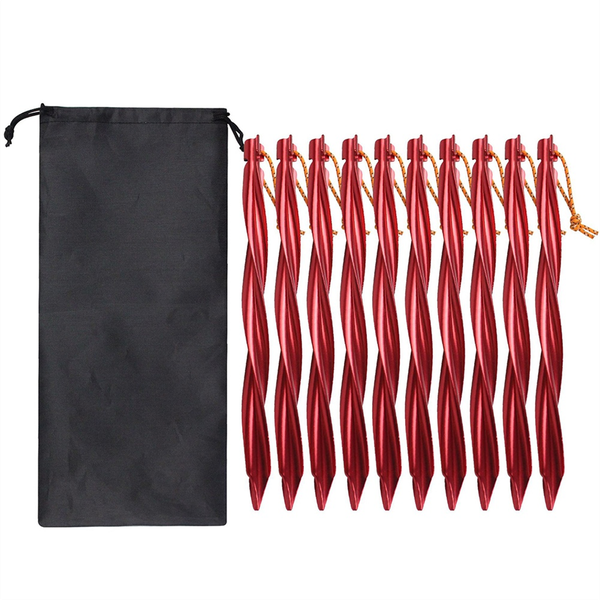 10 x 25Cm Outdoor Tent Pegs Ground Nails with Storage Bag Black