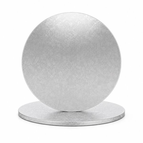 2 Pack 25cm Foil Covered Round Cake Boards - Flower Embossed