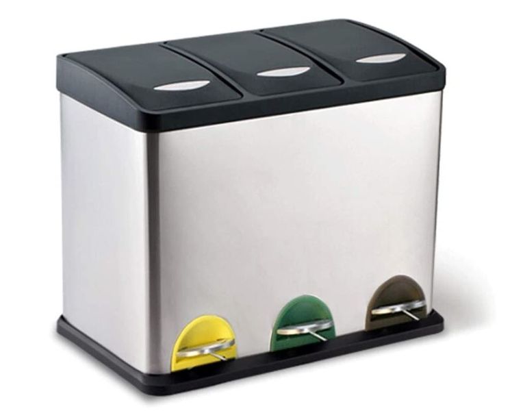 Kitchen pedal bin 15L*3 chrome
