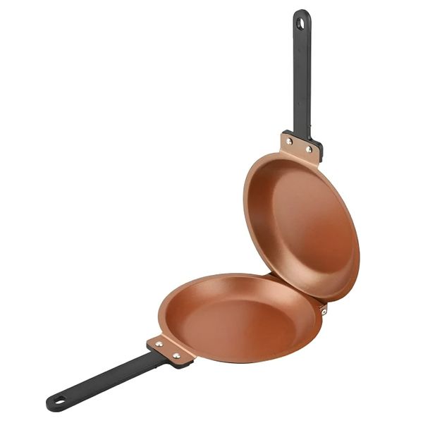 20cm Stainless Steel Double Sided Flip Pancake Maker - Copper