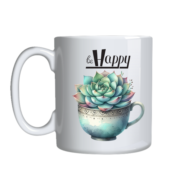 Be Happy Coffee Mugs for Succulant Lovers Graphic Cup Birthday Present027