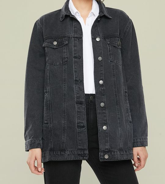 Women's Superbalist Longline Denim Trucker - Black