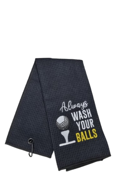 Golf Towel Funny - Always Wash Your Balls Slogan
