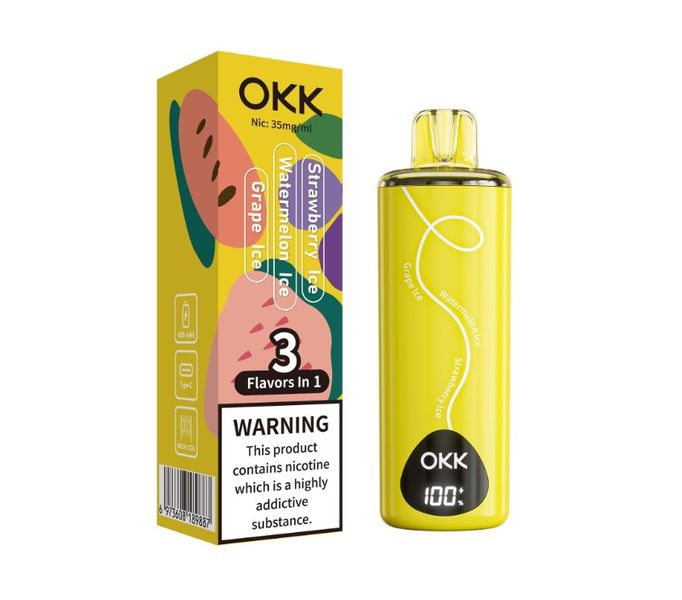 OKK Tripo (3 Flavours In 1) 20000 Puffs Disposable - Wmelon, Grape &amp; Straw